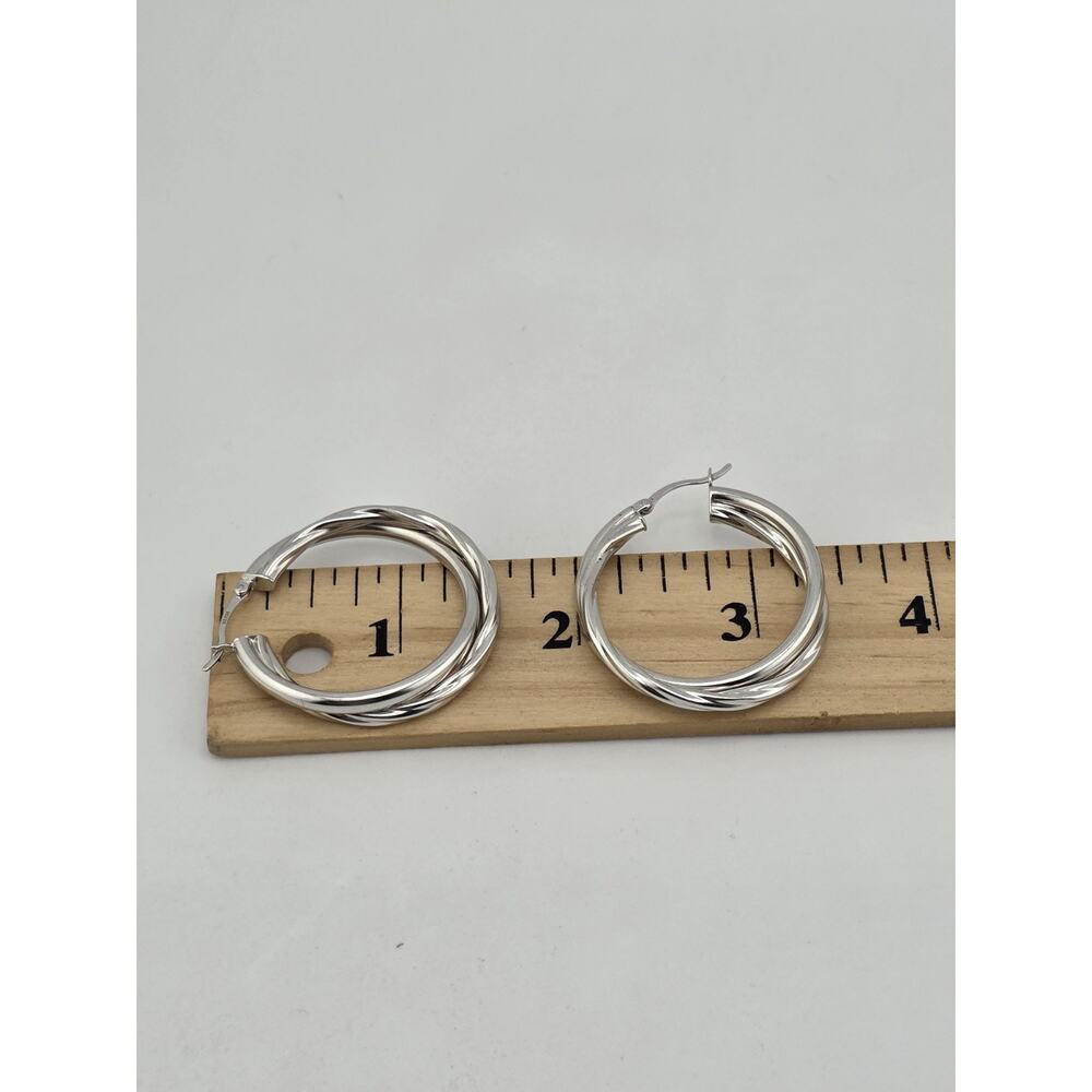 NEW HOP EARRINGS STERLING SILVER 925 RHODIUM PLATED - Picture 7 of 10